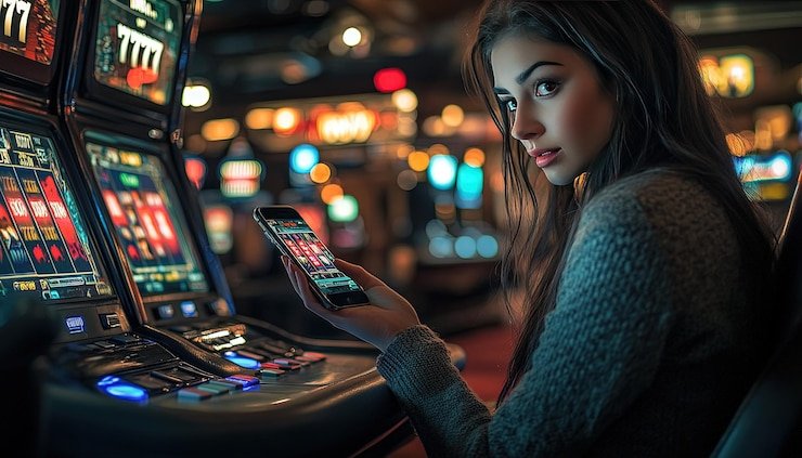 Kartu Blackjack tersusun di layar mobile